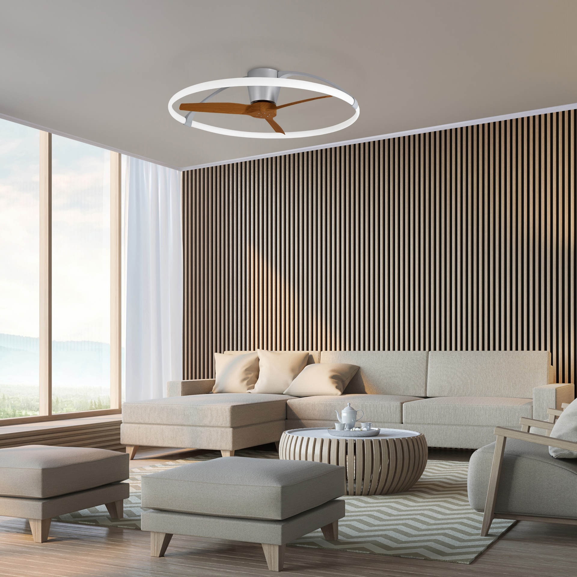 NEPAL * Ventilador de aspas con luz Plata/Nogal - LED 75W - 2700K-5000K - 7200 lm - Imagen 18