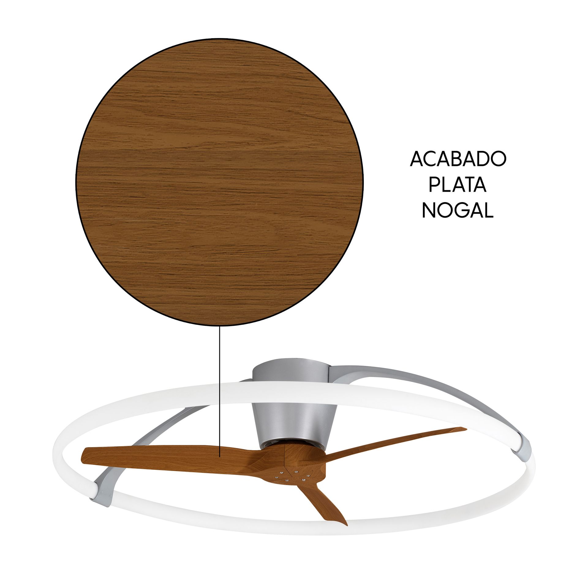 NEPAL * Ventilador de aspas con luz Plata/Nogal - LED 75W - 2700K-5000K - 7200 lm - Imagen 7