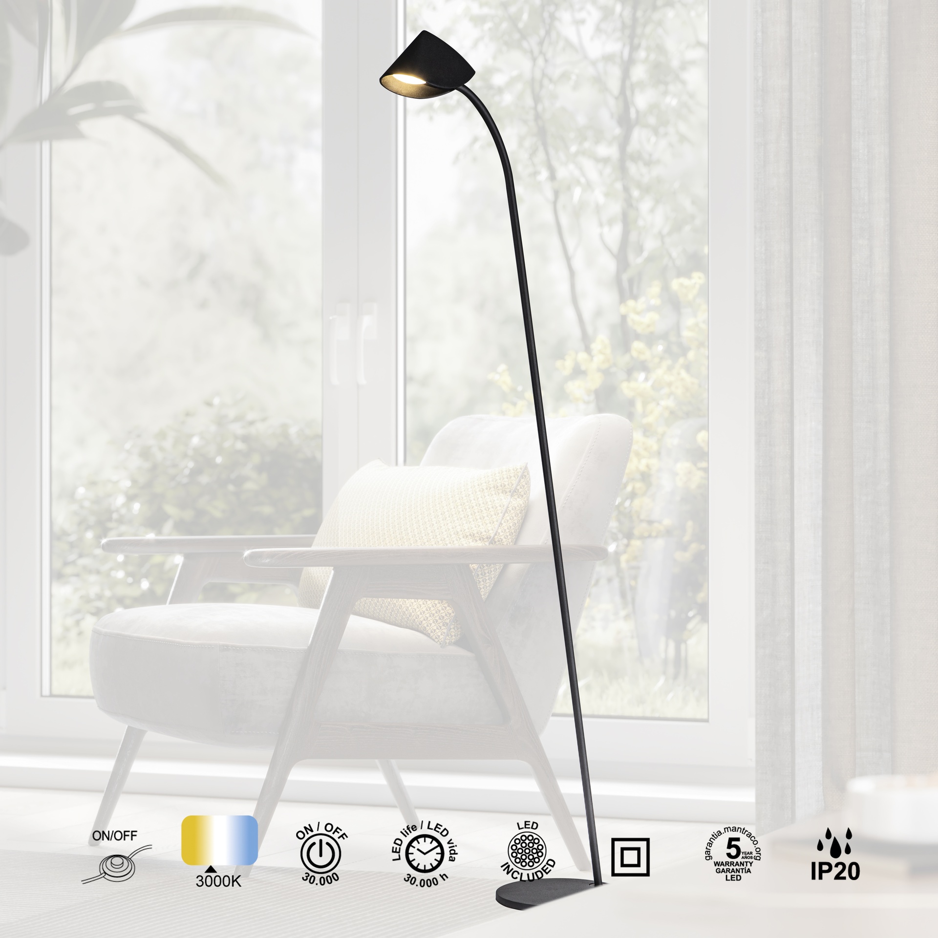 CAPUCCINA * Luminarias de pie Negro - LED 8W - 3000K - 600 lm - Imagen 11