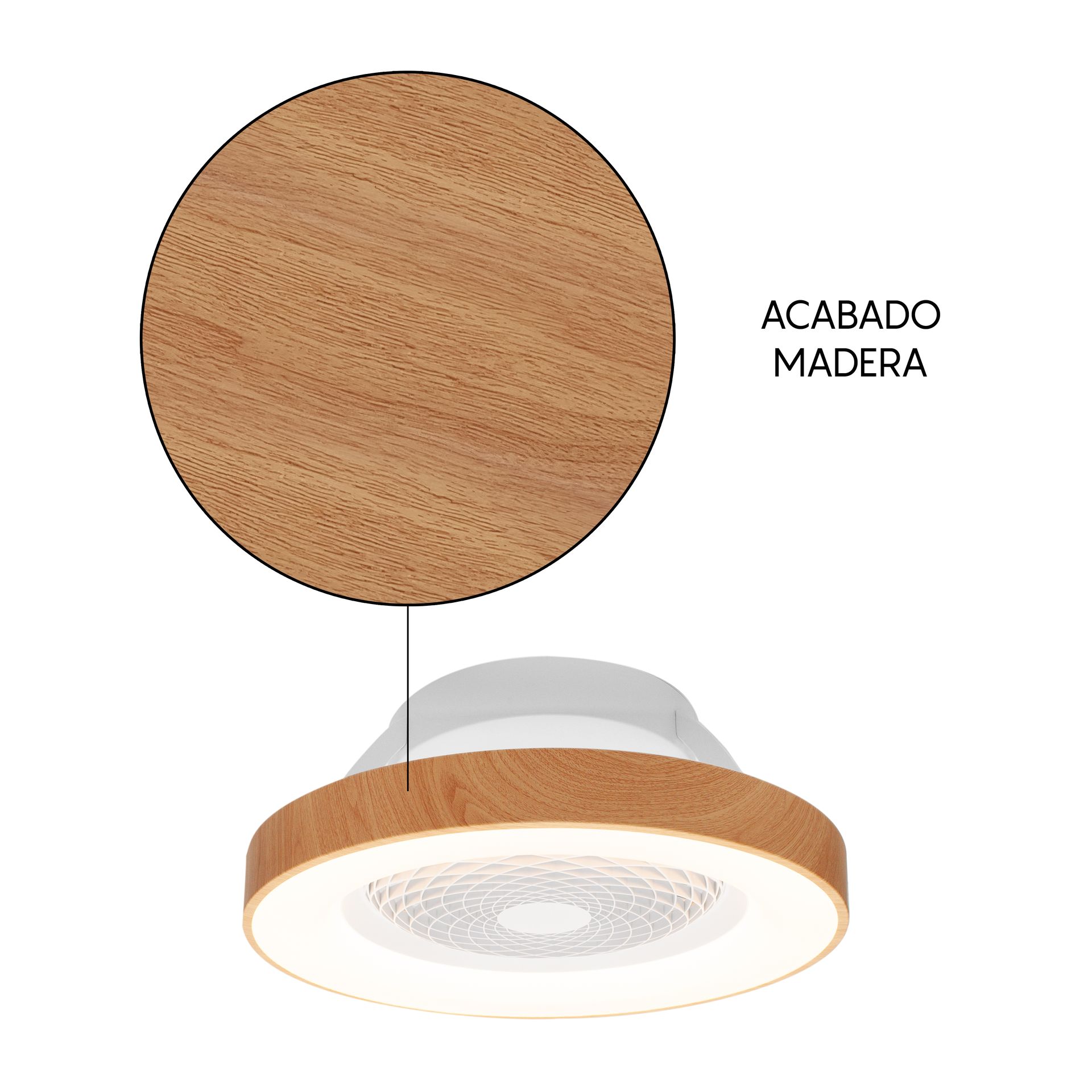 TÍBET MINI * Plafón-ventilador de aspas ocultas con luz Madera/Blanco - LED 70W - 2700K-5000K - 3900 lm - Imagen 7