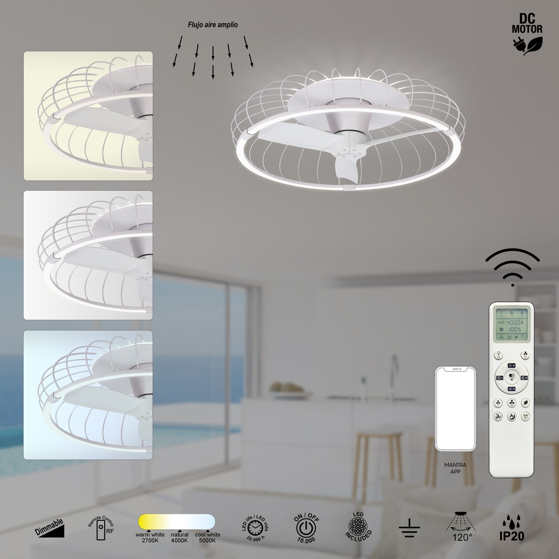 NATURE * Ventilador de aspas con luz Black - LED 75W - 2700K-5000K - 5000 lm - Imagen 29