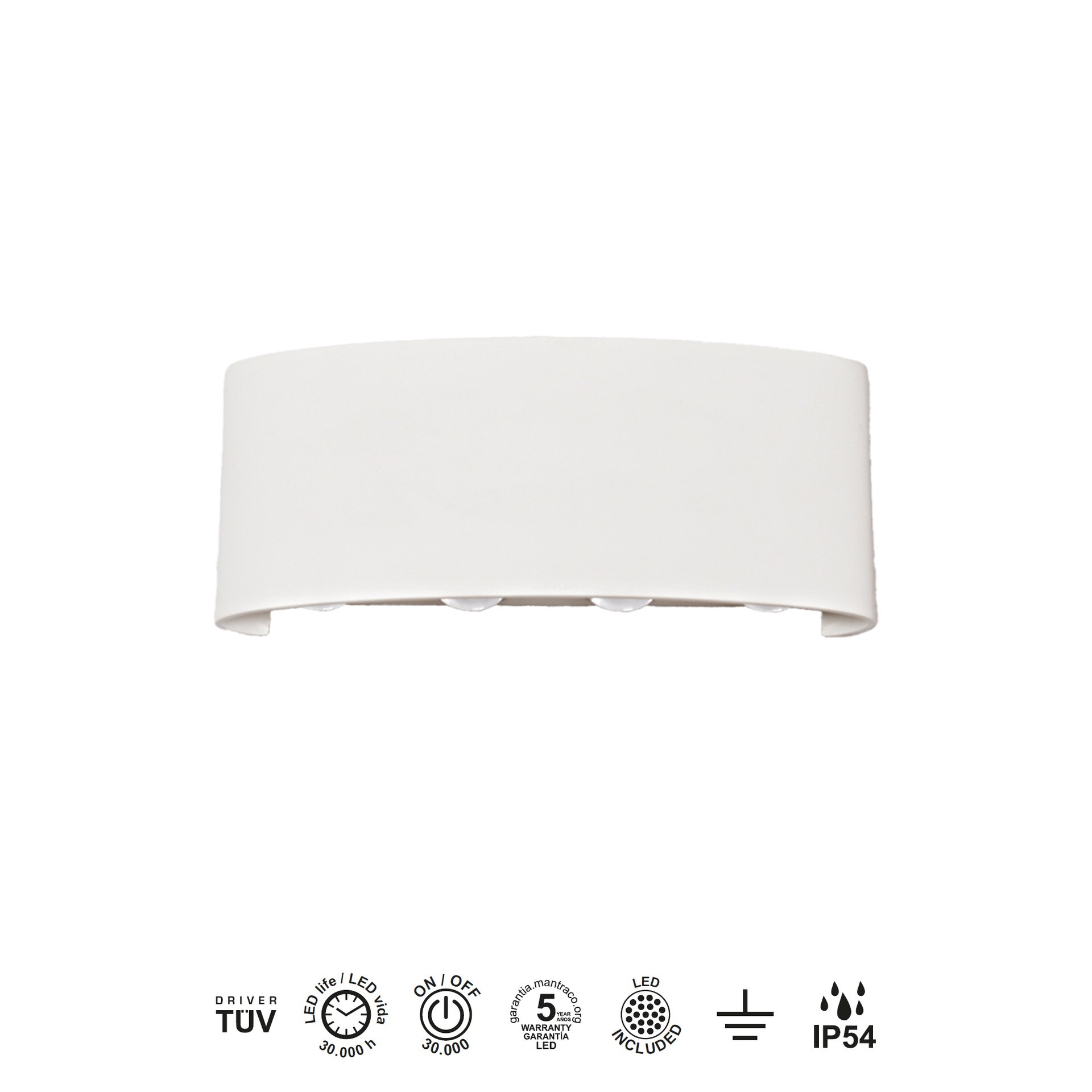 ARCS * Luminarias de pared Arena Blanco - LED 8W - 3000K - 830 lm - Imagen 4
