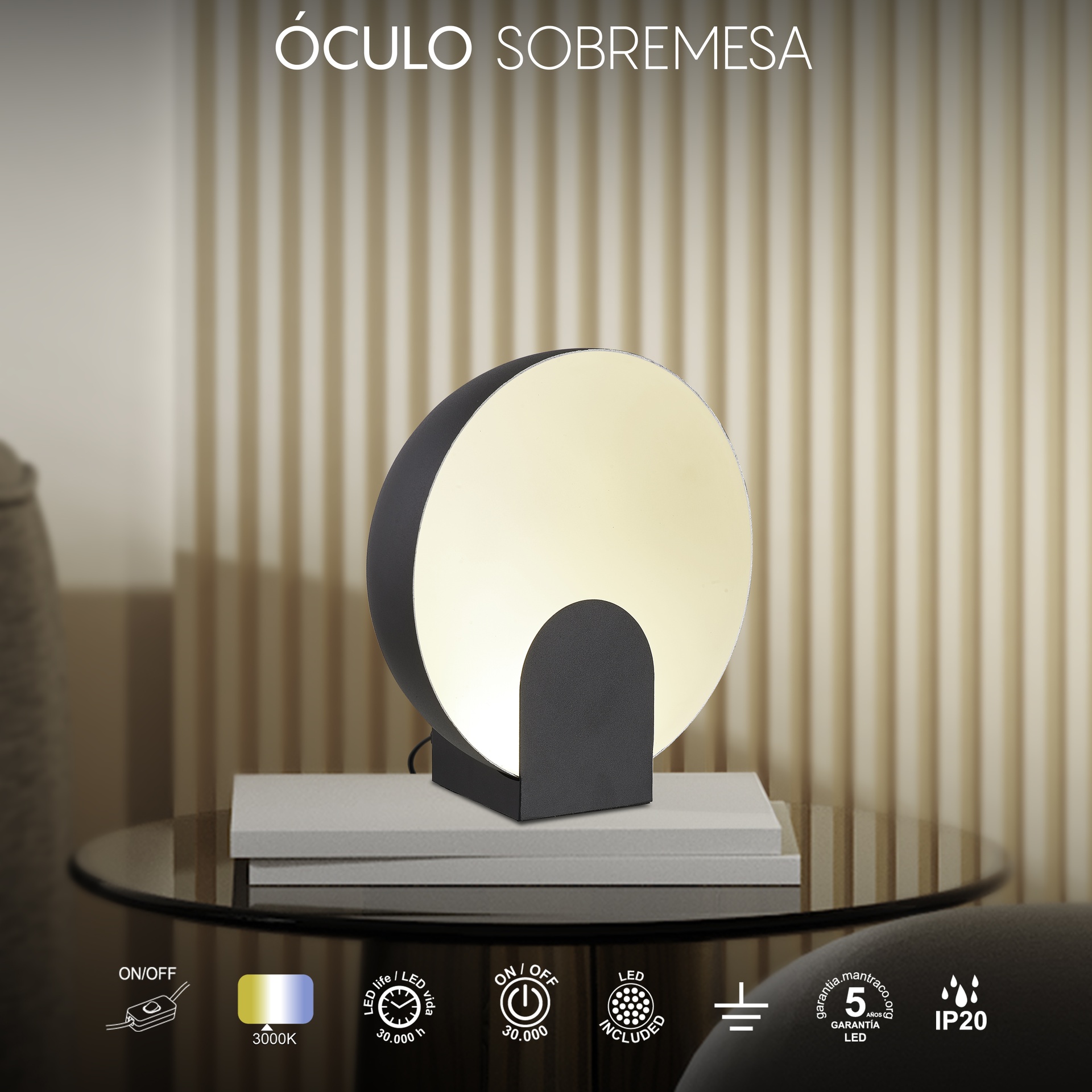 OCULO * Sobremesas Negro - LED 6W - 3000K - 400 lm - Imagen 5