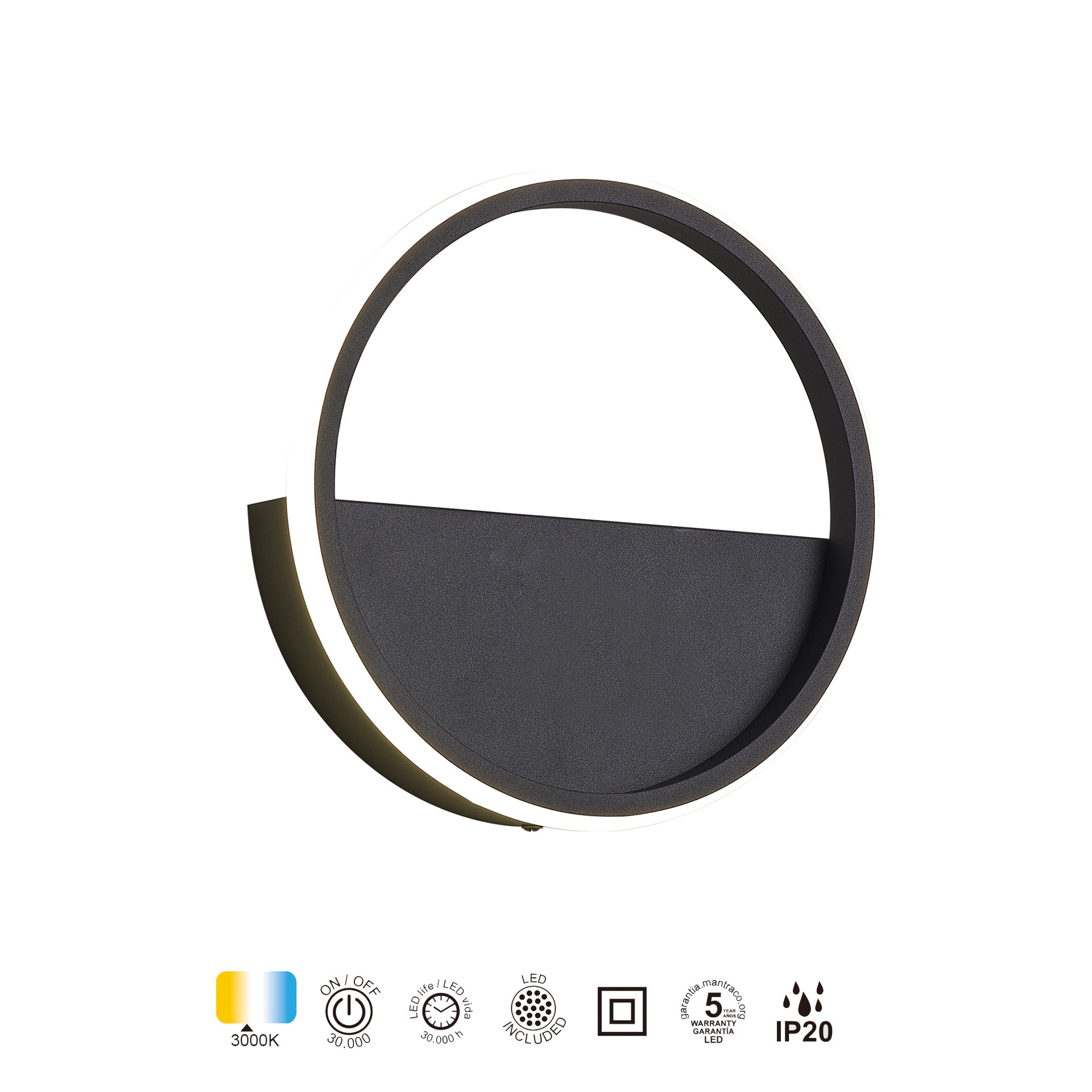 KITESURF * Luminarias de pared Negro - LED 8W - 3000K - 640 lm - Imagen 4