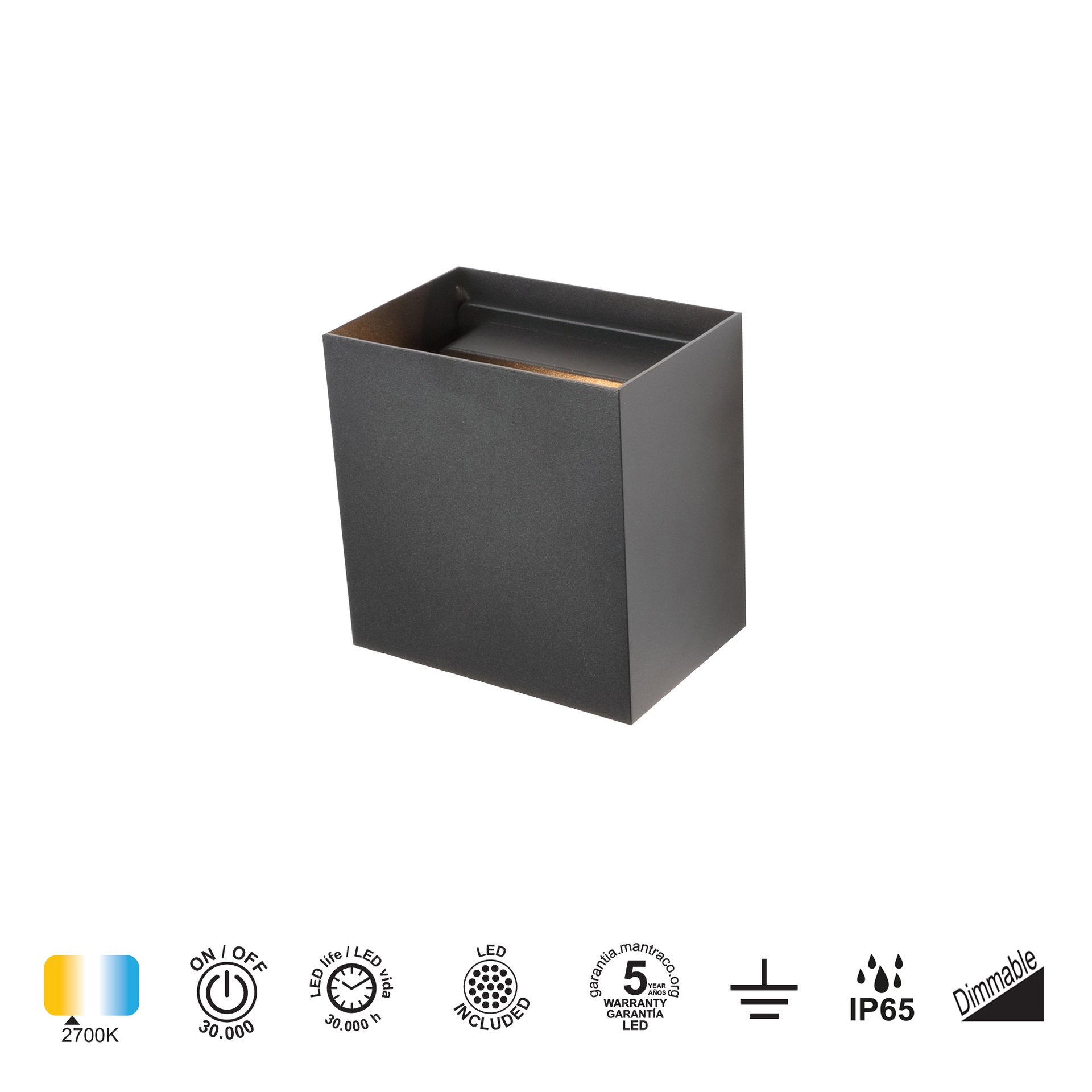DAVOS * Luminarias de pared Negro - LED 20W - 2700K - 1830 lm - Imagen 5