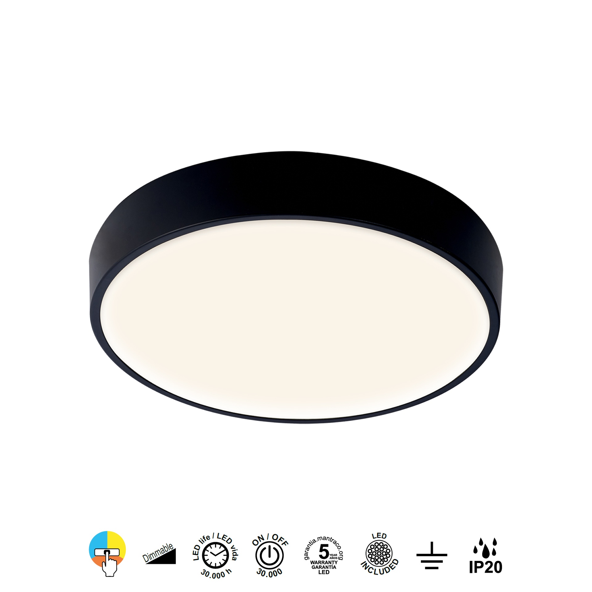 CUMBUCO II * Plafones Negro - LED 50W - 2700K-3300K-4000K - 3200 lm - Imagen 4