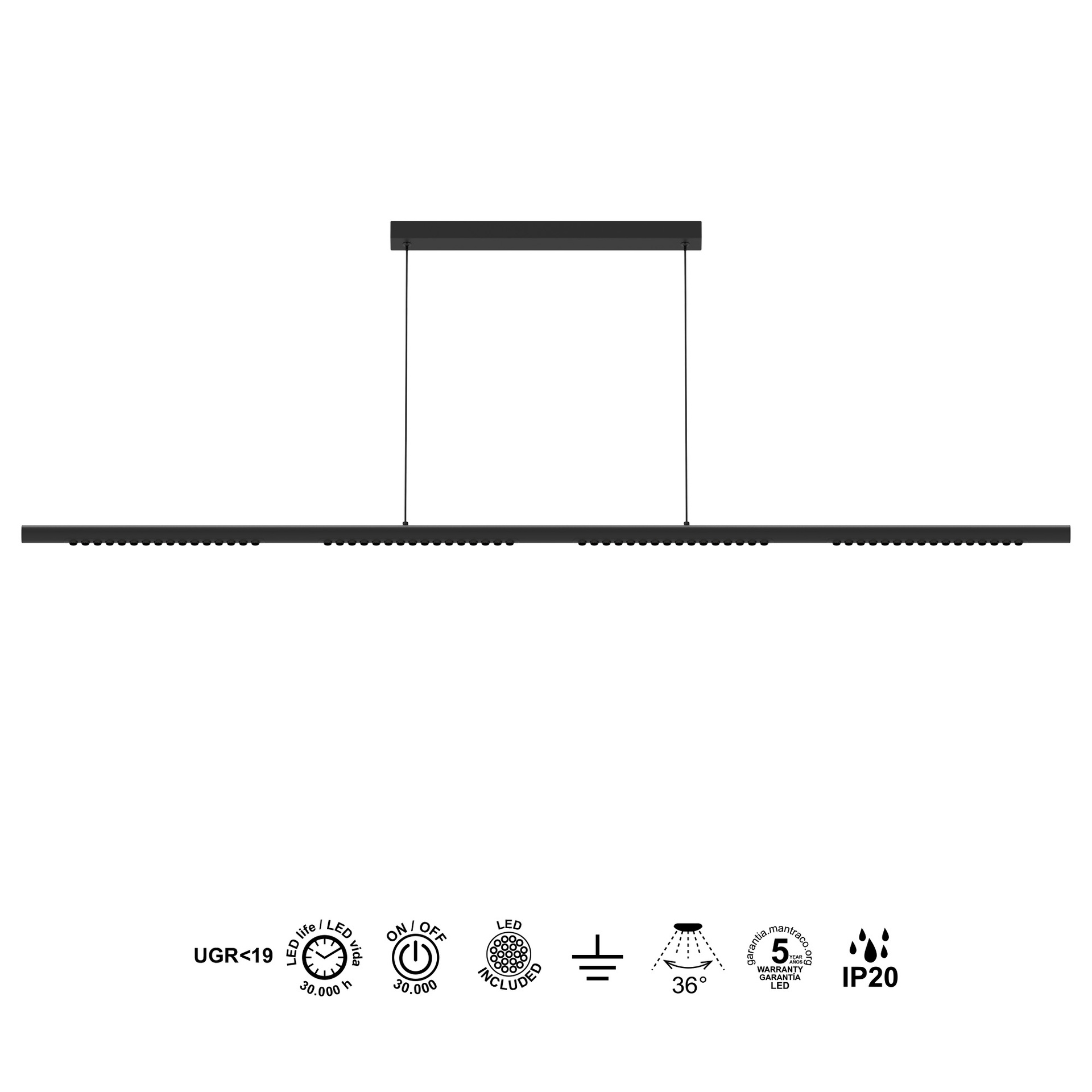 MECA * Luminarias de techo Negro - LED 38W - 4000K - 3200 lm - Imagen 4