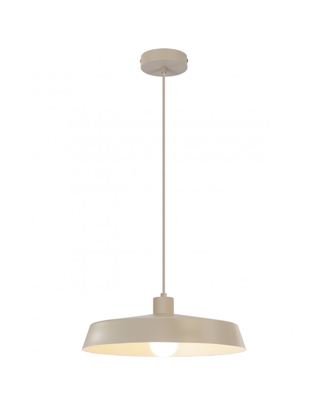 Lámpara colgante Sander beige de metal de 35x120 cm con casquillo E27 para salón y comedor.