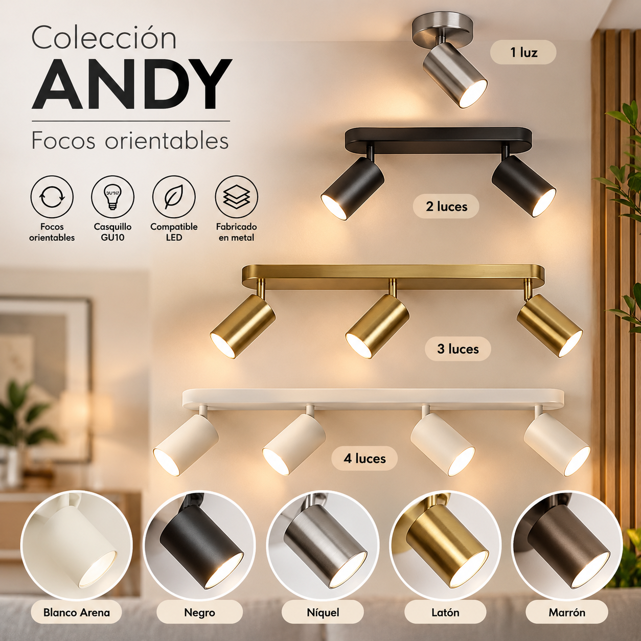 Focos orientables ANDY de metal