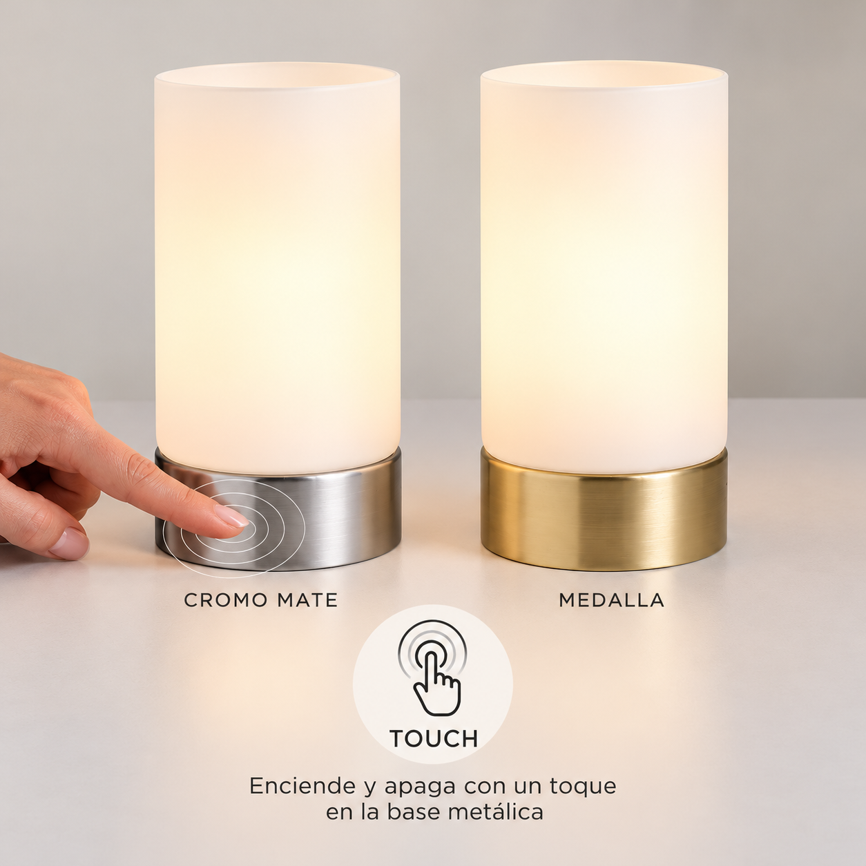 sobremesa eli touch metal cristal