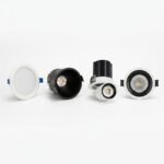 Gama de empotrables downlights LED de alta eficiencia para techos de cocina, hogar y comercio.