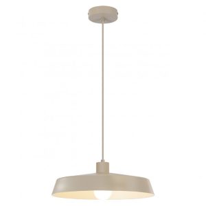 Lámpara colgante Sander beige de metal de 35x120 cm con casquillo E27 para salón y comedor.
