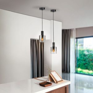 Lámpara Venize con tulipa de cristal smoke