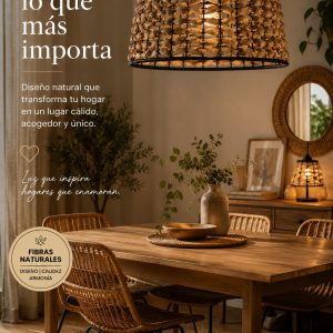 Lámpara de hierro y fibra vegetal GB 142 de 40 cm de diámetro y 140 cm de altura.