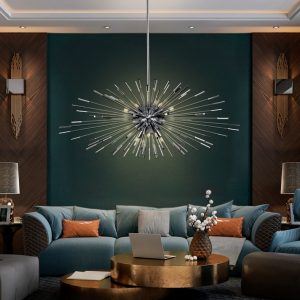 Lámpara de techo Evasión 9 luces LED en cromo y cristal transparente