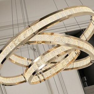 Lampara 3 aros Lorian dorado brillo 79w led