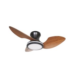 Ventilador de techo Kawai 30W negro nogal con luz LED CCT y diámetro de 800 mm