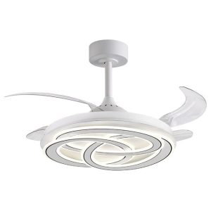 Ventilador de techo DC NUDOS blanco 108 cm con aspas retráctiles y luz LED integrada